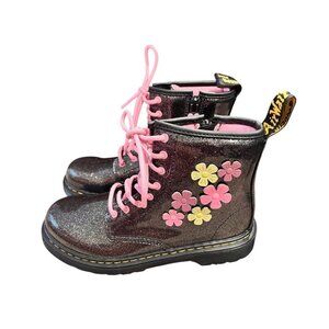 NEW Dr. Martens 1460 Glitter Flower Applique Lace Up Boot Junior US5/UK3 EU36
